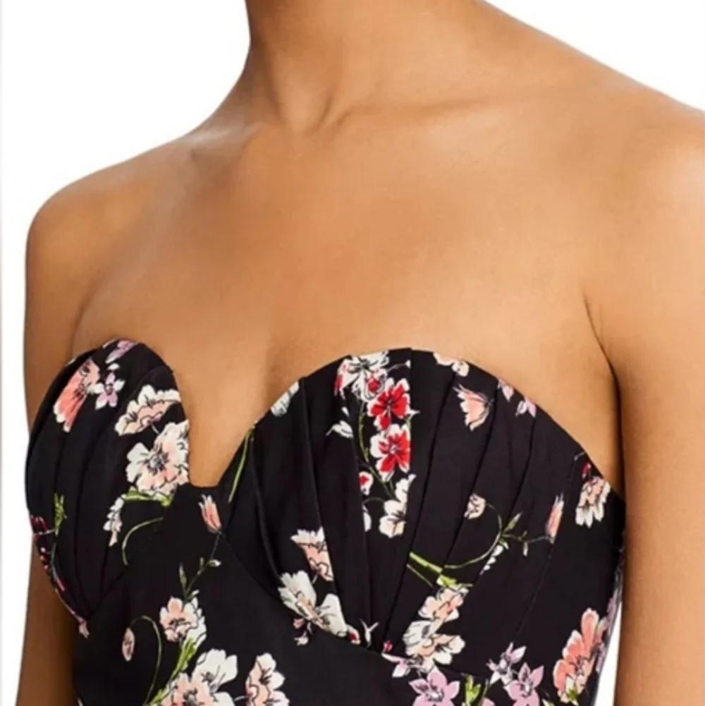 AIDAN MATTOX‎ FLORAL STRAPLESS COLUMN GOWN 0